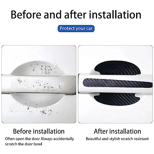 AUCELI Car Door Handle Scratch Protectors, 8 PCS Carbon Fiber Texture Anti-Scratches Bowl Sticker, Non-Marking Car Door Handle Cup Protective Film, Universal Door Handle Paint Cover Guard Sticker