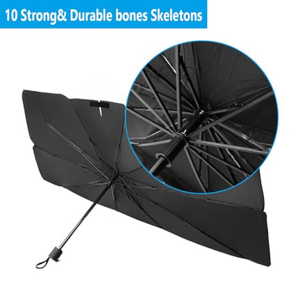 Windshield Sun Shade 2025 Car Accessories 100% Blackout Car Front Windsow Shades Umbrella Automotive Sun Visor Block Heat Insulation Protection (Red) - color: Red