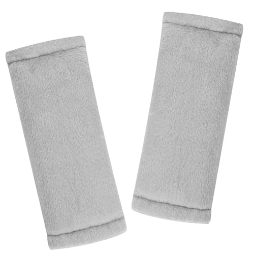 SWESEN Baby Car Seat Belt Covers for Boys and Girls, Carseat Shoulder Padding, Soft Car Seat Neck Cover, Mink Car Seat Straps Shoulder Pads, Solid Colour Stroller Strap Cover for Baby Kids, Grey - color: Grey