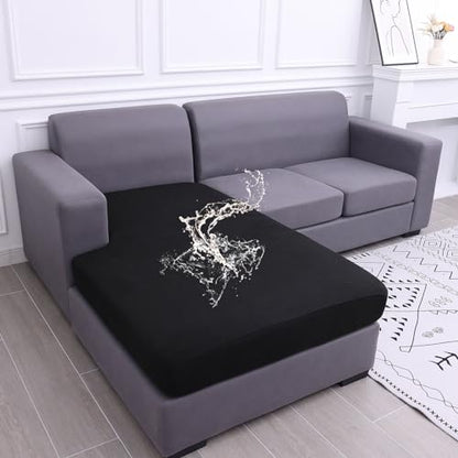 hyha Waterproof Sectional Couch Covers, Non Slip Sofa Couch Cushion Covers L Shape, Thick Stretch Jacquard Fabric, Washable Sofa Slipcovers with Elastic Bottom (1 Piece for Chaise XL, Black) - color: Black, size: Chaise XL