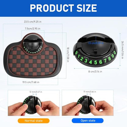 Multifunction Car Anti Slip Dashboard Mat with 360° Rotatable Phone Holder, Temporary Parking Number, Organizer for Phone Sunglasses Keys (Black) - color: black