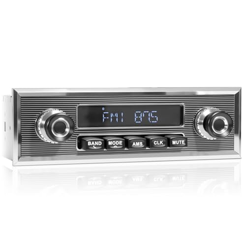 Retro Car Radio Receiver with Bluetooth: Single Din Vintage Stereo for Classic Vehicles - AM FM USB AUX Preset EQ Subwoofer Output