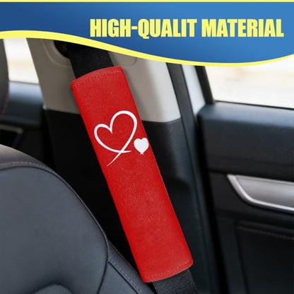 Craedli 2PCS Heart-Shaped Car Seat Belt Covers, Comfortable Auto Seat Shoulder Strap Pads Protect Neck, Cute Soft Vehicle Safe Harness Pad for Most Cars (Red) - color: Red