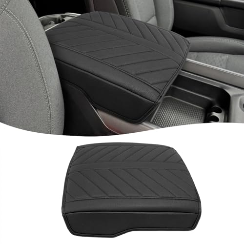 Center Console Cover for 2019-2026 Dodge RAM 1500 2500 3500 Accessories, PU Leather Middle Console Cover Pad, Floor Console Bucket Seat Only, Anti-Scratch, Black - color: Black Cushion