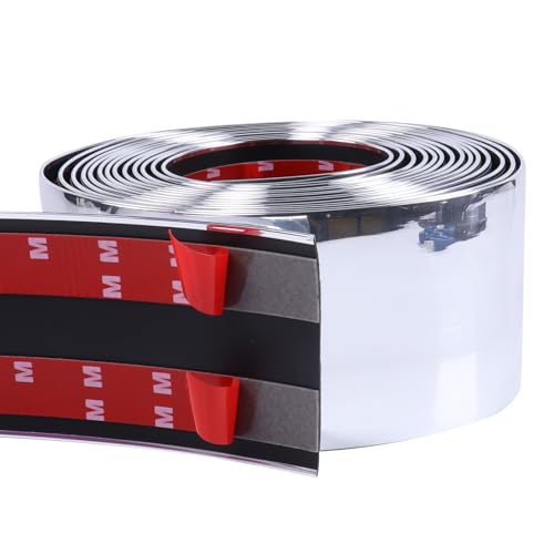 16FT Automotive Chrome Trim Molding 4"(100mm) Heavy Duty Chrome Car Moldings Trim UV Protected Scratch-Proof for Truck RV Body Side Door Window Bumper, Self Adhesive - color: Chrome Silver, size: 4" (100mm) Wide