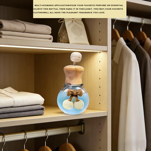 2 Pack Car Air Freshener Diffuser, Refillable Empty Glass Bottles with Vent Clip & Wooden Caps Drift Car Air Freshener for Essential Oils Long Lasting Car Fresheners-Car Accessories-A2 - size: Bear-A2 - 2PCS