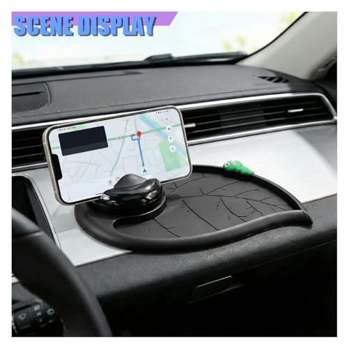 Craedli Car Dashboard Anti-Slip Mat, Multifunctional 360 Rotating Phone Holder with Temporary Parking Number, Universal Car Organizer Storage for Sunglasses/Keys/Daily Essentials (Caterpillar-Black) - size: Caterpillar-Black