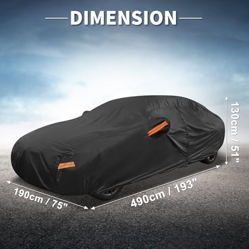 X AUTOHAUX Car Cover for BMW 3 Series 2013-2025 Aluminum Film Outdoor Waterproof Sun Rain Snow Hail Protection with Driver Door Zipper - size: for BMW 3 Series 2013-2024