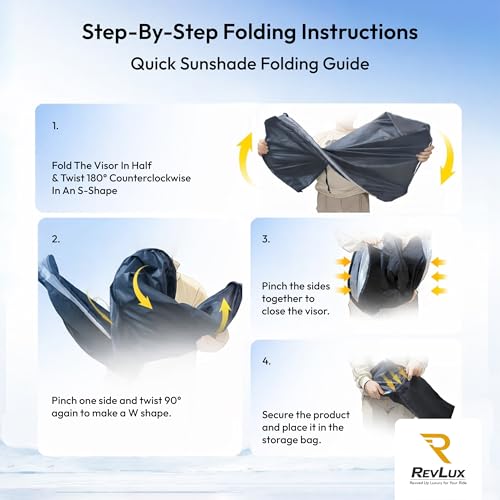 RevLux Car Windshield Sun Shade SUV & Sedan – UPF 2000+ Sun Protection & 99.95% UV Blocking Ice-Core Cooling Fabric | Zero Light Leakage Black Glue Layer | Heat Insulation Car Sun Shade (55"x31") - size: Medium – Sedan Fit (55"x31")