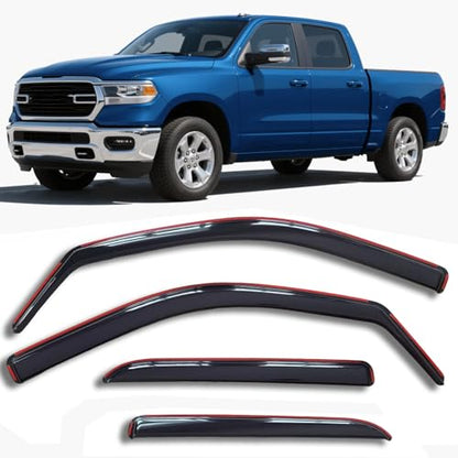 in-Channel Window Visors Rain Guards Compatible with 09-18 Dodge Ram 1500 Crew Cab, 10-24 Ram 2500/3500 Crew Cab, 2019-2023 Ram 1500 Classic Body Wind Deflectors Vent Visor Sun Shades Window Shields - size: For Ram 1500 Crew Cab 09-18