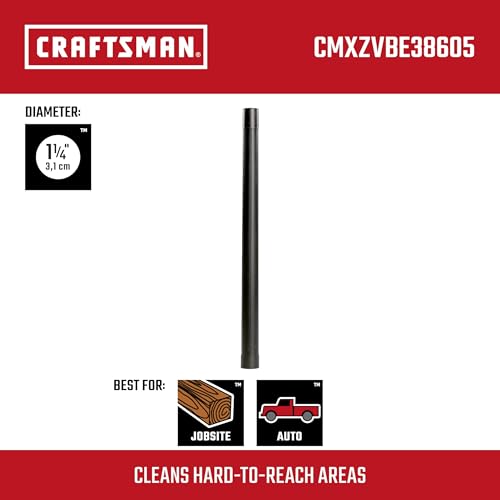 CRAFTSMAN CMXZVBE38605 1-1/4 in. Extension Wand Wet Dry Vac Attachment, Industrial-Grade Shop Vacuum Accessory for Extending Reach While Cleaning, Fits 1-1/4 in. Hose Diameter - size: Extension Wand