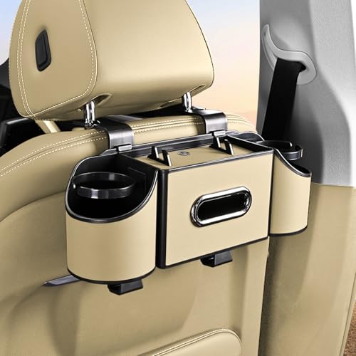 Back Seat Car Organizer,4 in 1 Multifunctional Car Back Seat Storage Box with Drink Cup Holder Tissue Box, for Hold Phone,Snacks, Drinks, Handbag-Meter - color: Meter