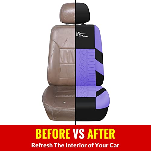 AUTOYOUTH Purple Seat Covers Front Seats Only, 3D Tyre Embossed Breathable Bucket Covers, Airbag Compatible, Quick Setup Universal Fit for Sedan, SUV, Truck, Van - color: Purple, size: Front Seats Only (4 pieces)