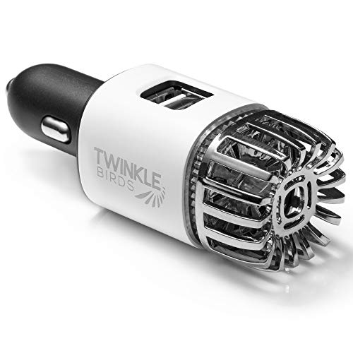 Car Air Purifier Ionizer - 12V Plug-in Ionic Anti-Microbial Car Deodorizer with Dual USB Charger - Smoke Smell, Pet and Food Odors, Allergens, Viruses Eliminator for Car (Matte White) - color: Matte White