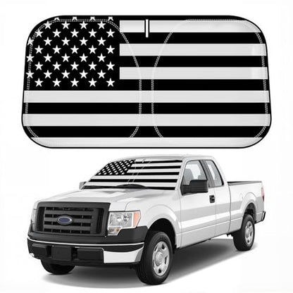 D-Lumina Windshield Sun Shade for 2009-2014 Fo'rd F150 Accessories, Front Window Sunshade American Flag Sun Visor Protector Sun Shield Blocks UV Rays Heat, Foldable 2 Layers 210T Material - size: Silver & Black-fit 2009-2014 Ford F150