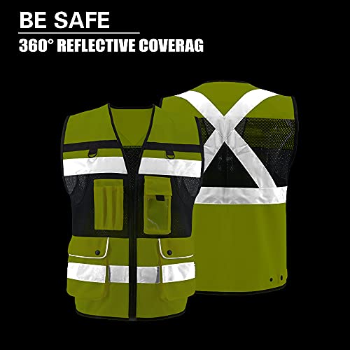 Safety Vest High Visibility Reflective Construction Vest for Men Women - color: Yellow, size: XX-Large