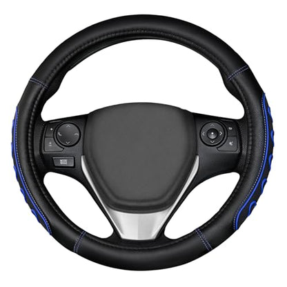Ventilated Heart-Shaped Steering Wheel Cover with Anti-Slip Leather Grip. Compatible with Ford, Toyota, Honda, Nissan, and Chevrolet Vehicles for 14.5-15.2 inch Round Steering Wheels. - color: Love Blue