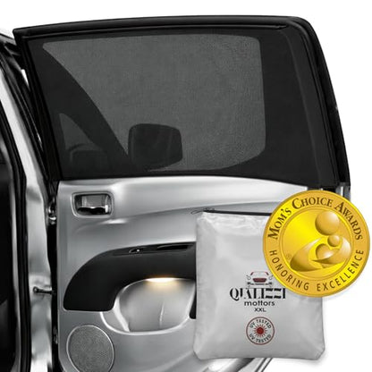 XXL/Car Side Window Shades for SUVs - Baby Protection from Sun (97% UV Reduction), Heat, Bugs & Privacy, Double-Layered Stretchy Mesh Screens, 2-Pack by Qualizzi - size: XXL