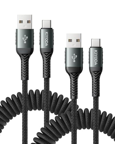 USB to USB C Cable [2Pack 3FT] Coiled USB C Cable Fast Charging 60W, USB A to USB C Cable for CarPlay, iPhone USB C Cable Durable Braided USB C Cord for iPhone 17 16 15 Pro Max/Samsung Galaxy and More - color: Black, size: 3FT - 2Pack, style: USB A to USB