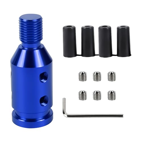 M12x1.25 Shift Knob Adapter, Aluminum Gear Shift Adapter Kit with 4-Sizes Hoses, Universal Gear Shift Knob Cover for Non-Threaded Manual Shifters, Car Stick Shift Knob Adapter (Blue) - color: Blue