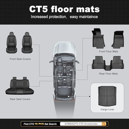 Cargo Liner Compatible with Cadillac CT5 CT5-V 2020-2025 2026 Weather-Resistant Trunk Mats for Cars with Raised Lip Non-Slip Car Rear Trunk Mat Tray Pad Boot - style: 4) for Cadillac CT5 2020-2026 Cargo Liner
