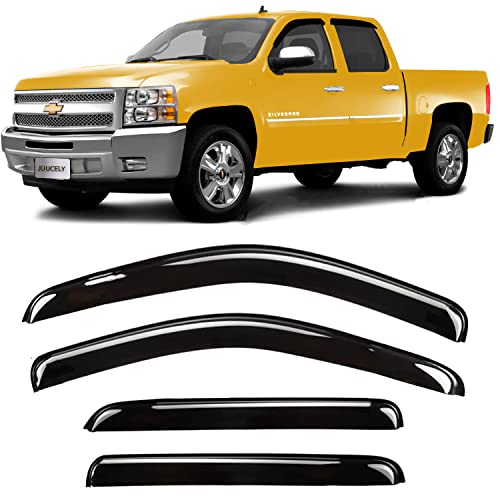 Side Window Visors rain Guards Vent Guard Shade for 07-13 Chevy Silverado & GMC Sierra 1500, 07-14 Silverado & Sierra 2500HD 3500HD Crew Cab Pickup Wind Deflectors Smoke, 4pcs - size: Compatible with Silverado/Sierra Crew Cab 2007-14