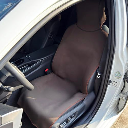Universal Cloth Car Seat Covers Full Set with Buckle Fastening, Water-Resistant Fabric Auto Interior Protector – Fits Most Cars, SUVs, Trucks (Brown) - style: Brown