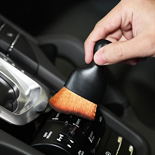 AOCISKA Car Interior Detailing Brush,Soft Bristle Cleaning Brush Car Detailing Brush Dusting Brush,Car Interior Cleaning Tool,Auto Detail Brush Car Dash Duster Brush (Black&Brown) - color: Black&brown