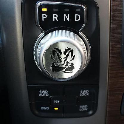 Gear Shift Switch Knob Cover Aluminium Dial Shifter Trim Plate for 1500/2500, 300/200 (Black-RM) - color: Black-RM