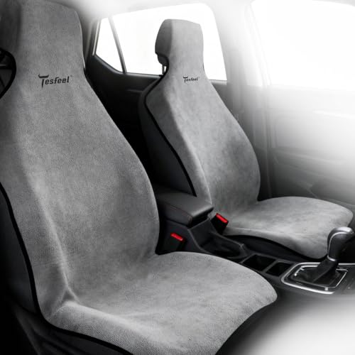 600g Ultra-Thick Car Seat Cover Towel,Heavy-Duty Absorbent Terry Cloth Sweat Protector for Gym,Beach&Athletes,Eco-Friendly Universal Fit for Sedans,SUV&Trucks,Non-Slip Machine Washable-Gray - color: Gray-New, size: Front-1pc