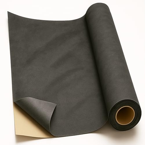 Self-Adhesive Suede Decorative Film for Car - Headliner/Dash/Door/Trunk | Stretchable & Scratchproof Ultra-Fiber Leather | DIY Peel & Stick 17"x72" Pro-Grade Curved (Dark Gray, 17"x72") - color: Dark Gray, size: 17"x72"