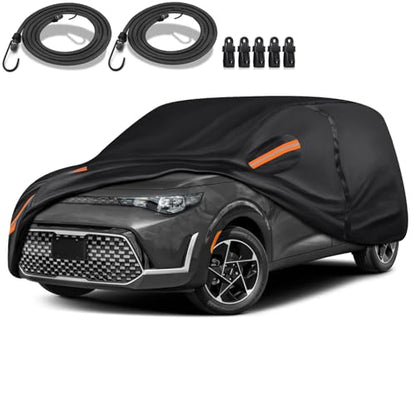 16-Layer Special Full Car Cover Fit for 2010-2024 Ki-a Soul, Ultra Heavy 600D Oxford Cloth, All-Weather Protection Summer Sun Exposure and Winter Snow Rain Dust UV, Black - color: Fit for 2010-2024 Ki-a Soul