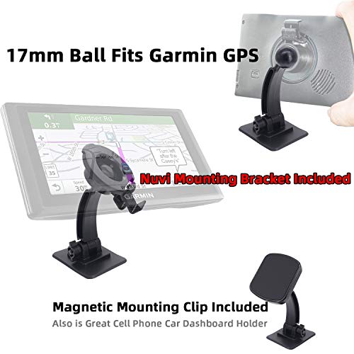 17mm Sticky Adhesive Mount Holder for Garmin GPS & Smart Phones - Car Windshield/Dashboard Flexible Permanent Holder Soft Base for Garmin Nuvi GPS Navigator/Cell Phone Magnetic Mounting Pad