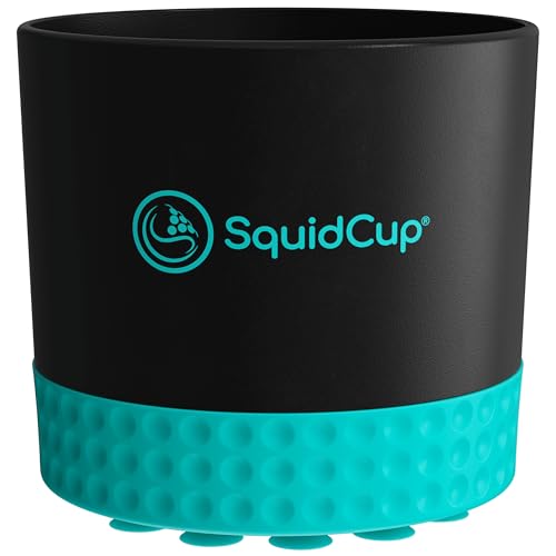 Non-Tipping, Anti-Spill Cup Holder for Boats, Kayaks, SUPs, RVs, Fishing & Camping | Universal 12–30 oz Fit | BPA-Free, Optional SquidDisk Mount Included for Textured Surfaces (Black/Teal) - color: Black/Teal, size: One Cup
