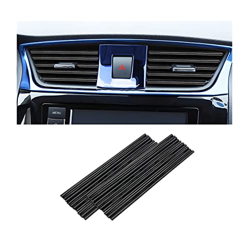 8sanlione Car Air Conditioner Decoration Strip, Universal Waterproof Bendable PVC Air Vent Outlet Trim Decoration, Suitable for Most Air Vent Outlet, Car Interior Accessories (Black), 20 Pieces - color: Black