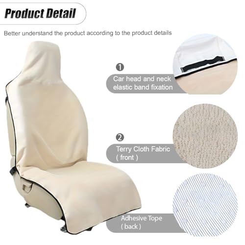 ZIMISI Waterproof Car Seat Covers, Non-Slip Towel Front Seat Covers, Sweat Car Seat Protector Cover for Gym Workout, Yoga, Running, Swimming, Beach & Hiking (Beige) - color: Beige
