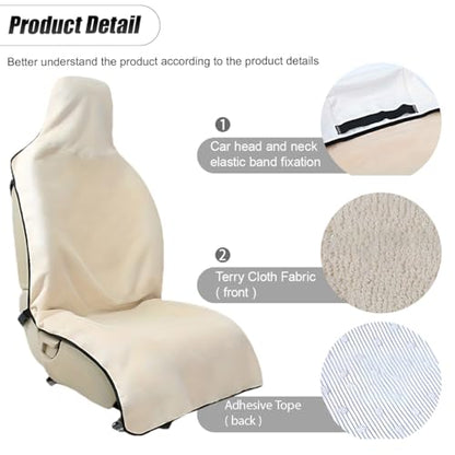 ZIMISI Waterproof Car Seat Covers, Non-Slip Towel Front Seat Covers, Sweat Car Seat Protector Cover for Gym Workout, Yoga, Running, Swimming, Beach & Hiking (Beige) - color: Beige