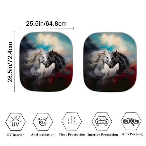 Horse Automotive Windshield Sunshade 2 Pieces Car Front Window Sunshade Anti Hot Anti Peeping Auto Shade Universal Fit Most Cars - color: Horse