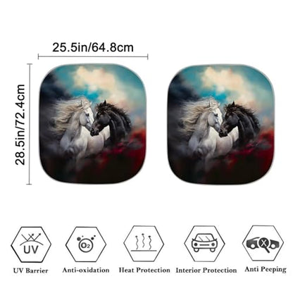 Horse Automotive Windshield Sunshade 2 Pieces Car Front Window Sunshade Anti Hot Anti Peeping Auto Shade Universal Fit Most Cars - color: Horse