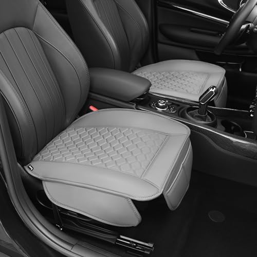 Elantrip Gray 2 Pcs Car Seat Cover, Includes Front Car Seat Protector, Premium Interior Covers with Storage Pockets, Padded Seat Covers for Cars Trucks SUV Auto Gray- Padded, Non-Slip - color: Gray
