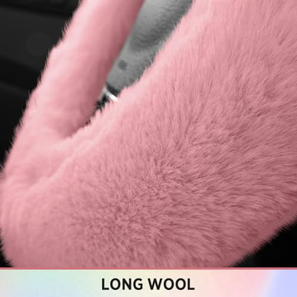 Road Comforts Steering Wheel Cover, Fluffy Car Wheel Covers for Women/Girls/Ladies，Soft Wool Fur Steering Wheel Protector, Universal 14 1/2 inches to 15 inches - Pink - color: Pink