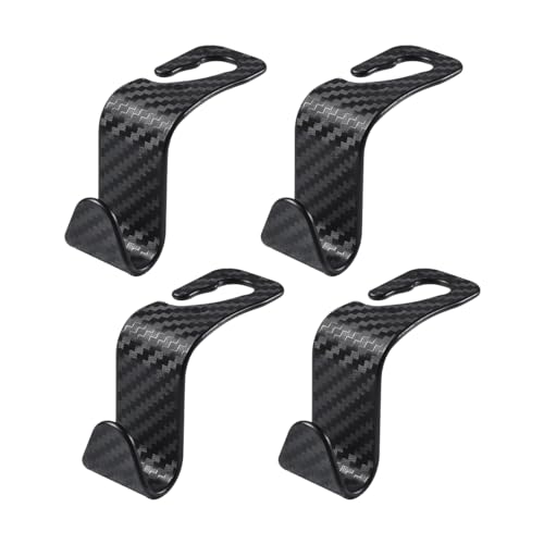 povtii 4 PCS Car Seat Headrest Hooks, Auto Backseat Organizer Hanger Holder, Vehicle Seat Back Storage Hooks for Purse Coat Umbrella Grocery Bag Handbag, Interior Car Accessories (Carbon Fiber) - color: Carbon Fiber