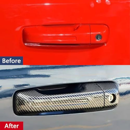 Car Accessories Fit for Dodge Ram 1500 2025 2024 2023 2022 2021 2020 2019 Door Handle Cover Trims （Carbon Fiber W/O Smart Hole ABS 8PCS - color: Carbon Fiber W/O Smart Hole