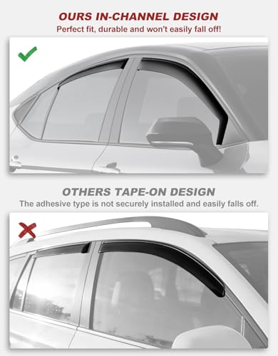 in-Channel Window Rain Guards Fit for Toyota Camry 2025 2026, Extra Durable Window Visors Window Deflectors Vent Visors Vent Shades Car Accessories-4 pcs 2-Q14 - size: Fit for 2025-2026 Toyota Camry
