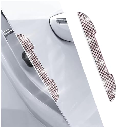 4 PCS Bling Rhinestone Car Door Handle Scratch Protector, Universal for All Cars, Vehicles, SUVs, Car Side Rearview Mirror, Car Door Edge Guard, Car Exterior Accessories for Women Men (Pink) - color: Pink