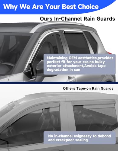 in-Channel Rain Guards Fit for Nissan Rogue 2021 2022 2023 2024 2025 Window Rain Guards Visors Vent Visors Window Deflector Vent Shades Car Accessories -4 pcs - size: Fit for 2021-2025 Nissan Rogue