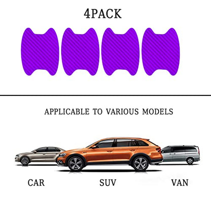 4PCS Carbon Fiber Door Handle Cup Stickers, Auto Scratch Protective Film, Non-Marking Bowl Protector, Paint Cover Guard Universal for Most Cars, SUV, Van (Purple) - color: Purple/4PCS