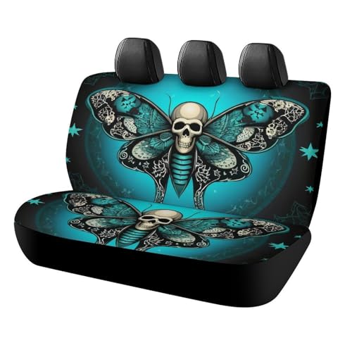 Comfortable Goth Moth Dead Skull Moon Car Seat Covers Universal Fit Cars Trucks SUVs, Scratch Proof Vehicle Seat Protectors Quick Install - color: Pattern 434