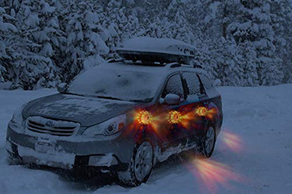 Tobfit 6 Pack LED Road Flares Emergency Lights Roadside Safety Beacon Disc Flashing Warning Flare Kit with Magnetic Base & Hook for Car Truck Boats | 9 Flash Modes (Batteries Not Included) (6) - color: 6 Sets