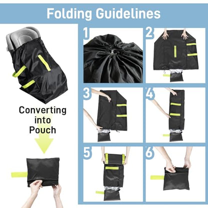 Car Seat Travel Bag for Airplane, Water-Resistant Gate Check Bag with Adjustable Carry Straps, Universal Fit, Durable Carseat Cover For Airplane Travel, Black